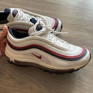 Nike Air Max 97 White with Red and Navy Accents
